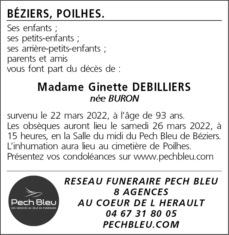 Avis De Décès Pech Bleu Béziers Aujourd'hui