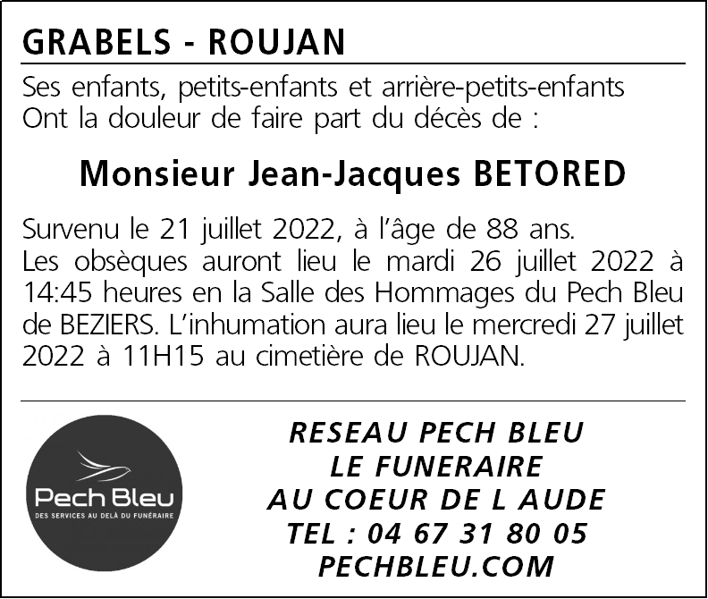 Avis De Décès Pech Bleu Béziers Aujourd'hui